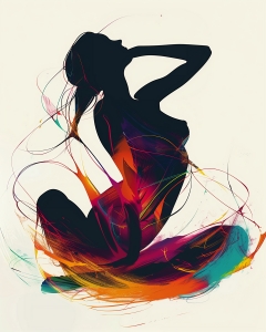 Silhouette of a Woman with Colorful Strokes