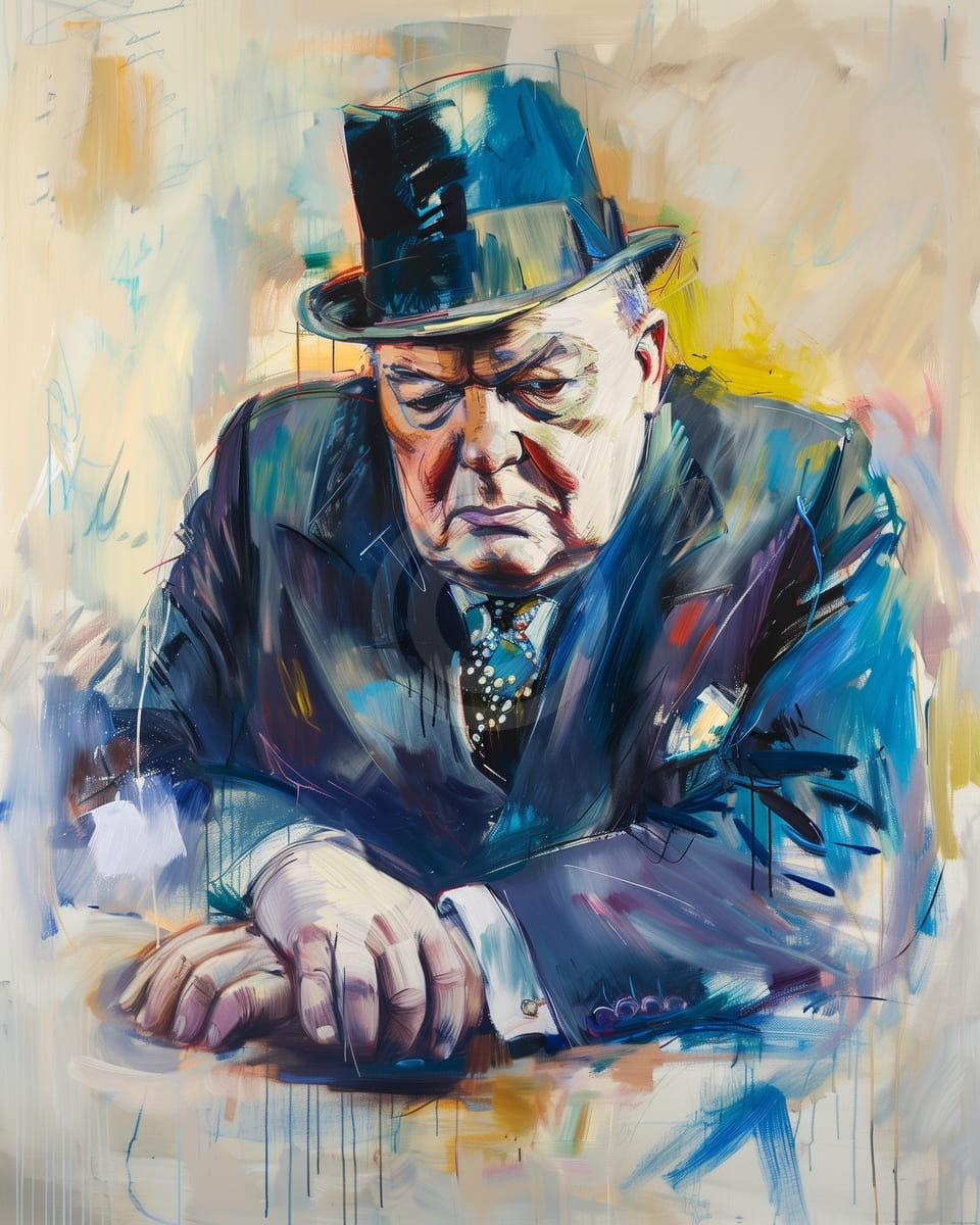 Winston Churchill mit Zylinder