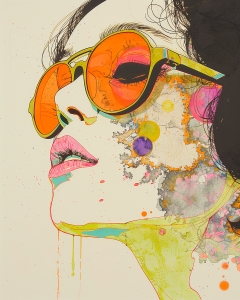 Frau mit Oranger Sonnenbrille