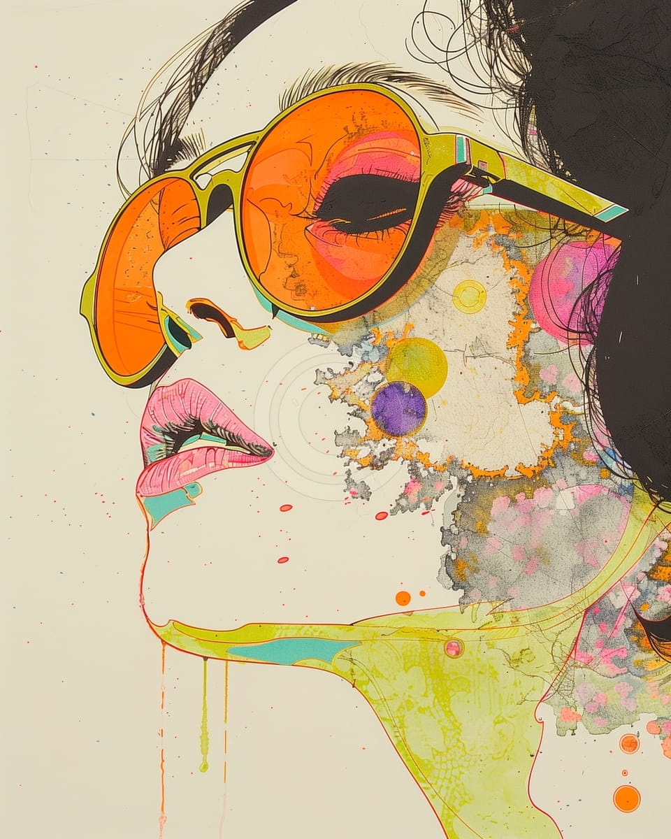 Mujer con Gafas de Sol Naranjas