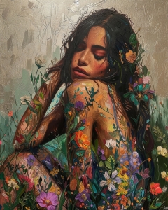 Donna Ricoperta di Fiori Selvatici