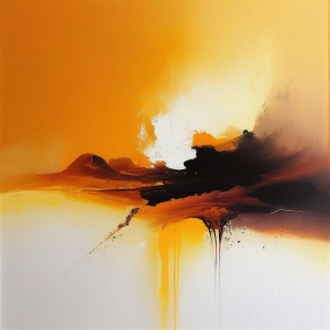 Orange and Black Abstract Landscape