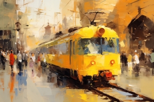 Yellow Train at the Station