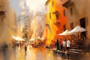 Strada con Caff&egrave; e Torre