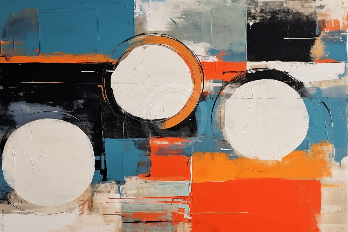 Trois Cercles Blancs sur Fond Abstrait