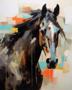 Cavallo Marrone con Sfondo Astratto