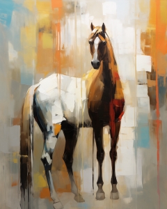 Two Horses with Abstract Background