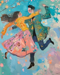 Pareja Bailando en Primavera