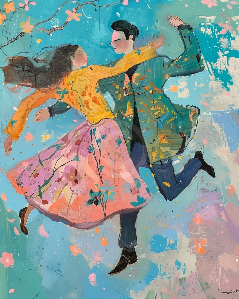 Tanzendes Paar im Frühling