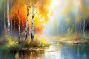 Autumn Forest by the River