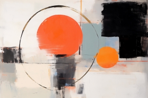 Abstract Composition with Orange Circles