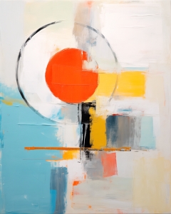 Red Circle with Geometric Blocks