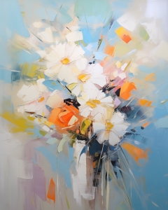 Fleurs Blanches dans un Vase