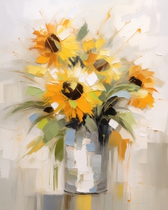 Girasoli in un Vaso Materico