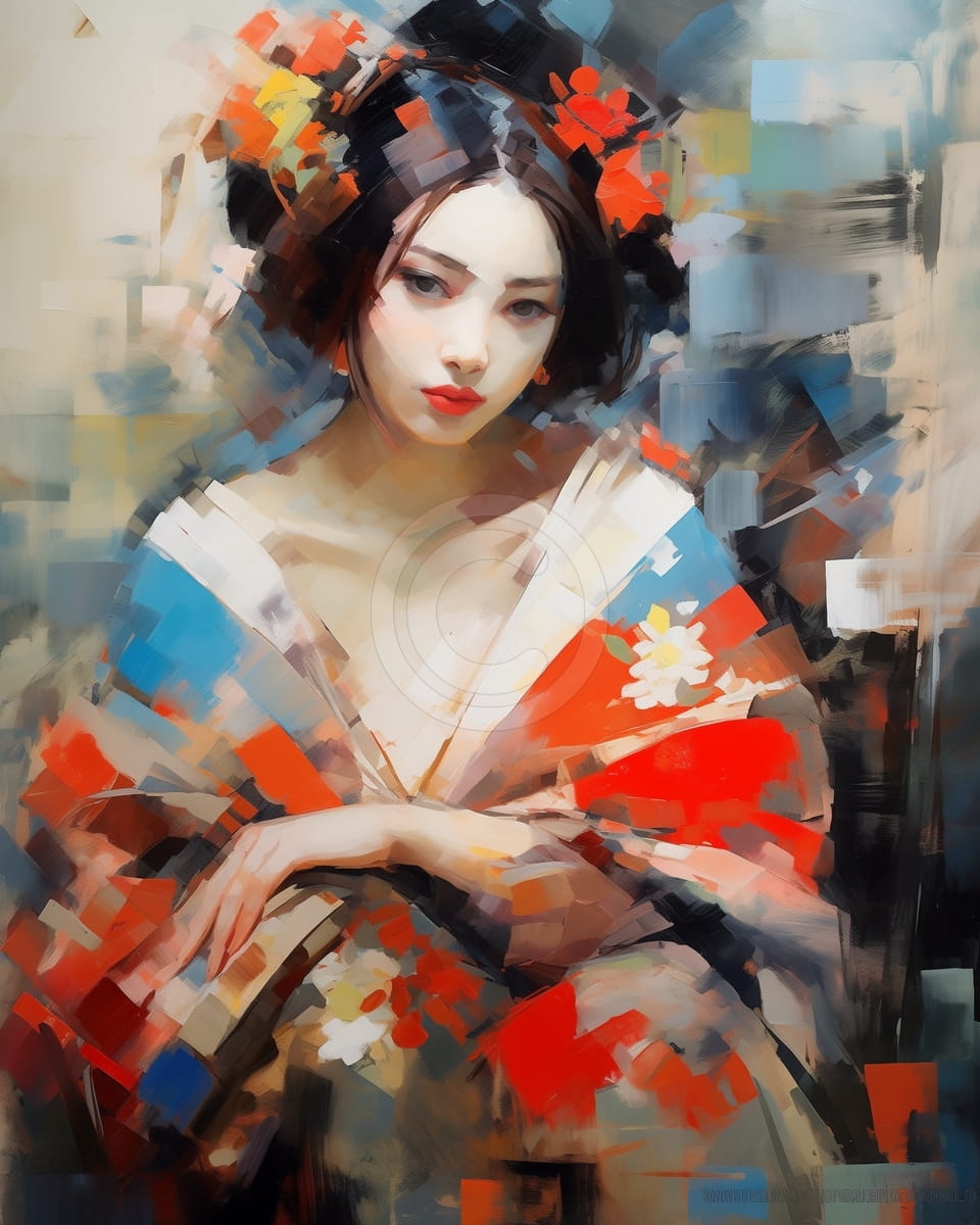 Frau im Farbenfrohen Kimono