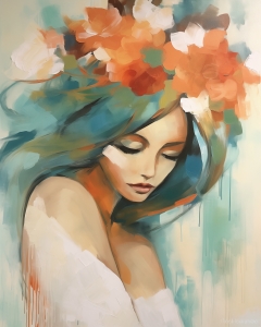 Woman with Floral Crown and Closed Eyes