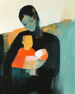 M&egrave;re tenant son enfant