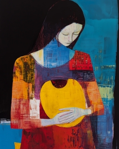 Woman Holding a Yellow Circle