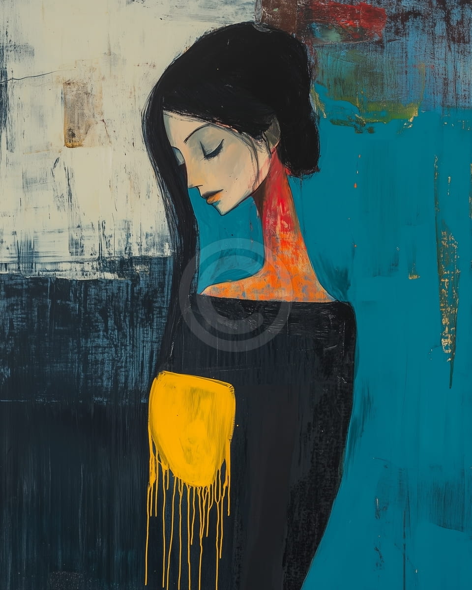 Donna con segno giallo