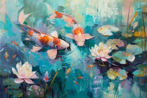 Peces Koi y Nen&uacute;fares