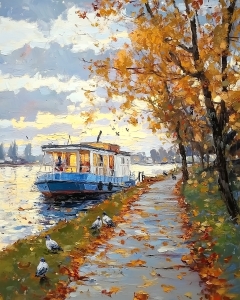 Promenade d'automne au bord de la rivi&egrave;re