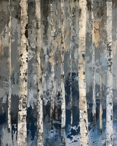 Abedules sobre Fondo de Bosque Azul Oscuro