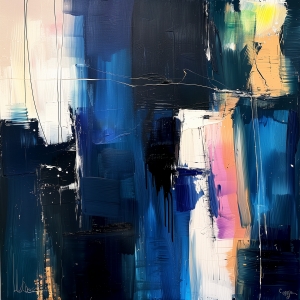 Deep Blue Abstract with Vertical Light Streaks
