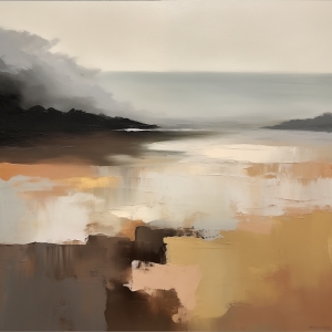 Abstract Coastal Landscape in Earth Tones