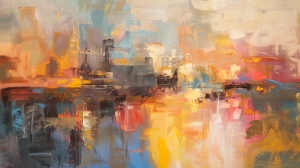 Abstract Cityscape at Sunset