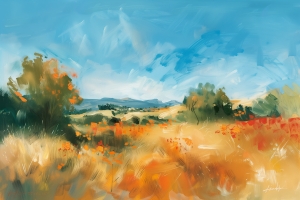 Paysage d&rsquo;&Eacute;t&eacute; avec Champs Orang&eacute;s