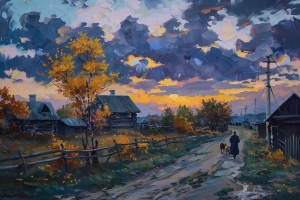 Donna che cammina con i cani al tramonto