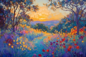 Tramonto sul sentiero fiorito