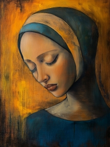 Femme au foulard et yeux ferm&eacute;s