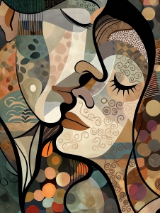 Beso abstracto de amantes