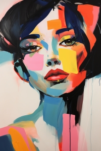 Rostro de mujer con bloques de color