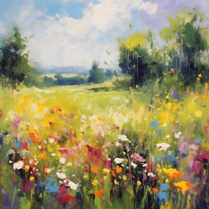 Pradera de Verano con Flores Silvestres de Colores