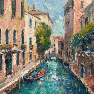 Canal con G&oacute;ndola en Calle Veneciana