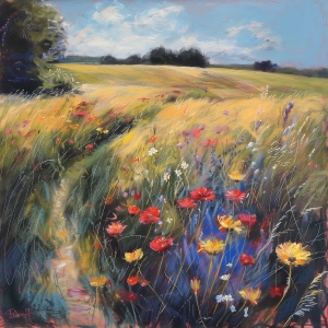 Wildblumen entlang des Pfades