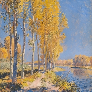 Alberi lungo il fiume in autunno