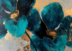 T&uuml;rkisfarbene Blumen mit goldenen Akzenten