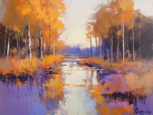 Reflets d&rsquo;automne sur une rivi&egrave;re paisible