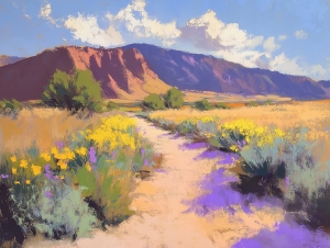 Sentiero di fiori selvatici nella valle desertica