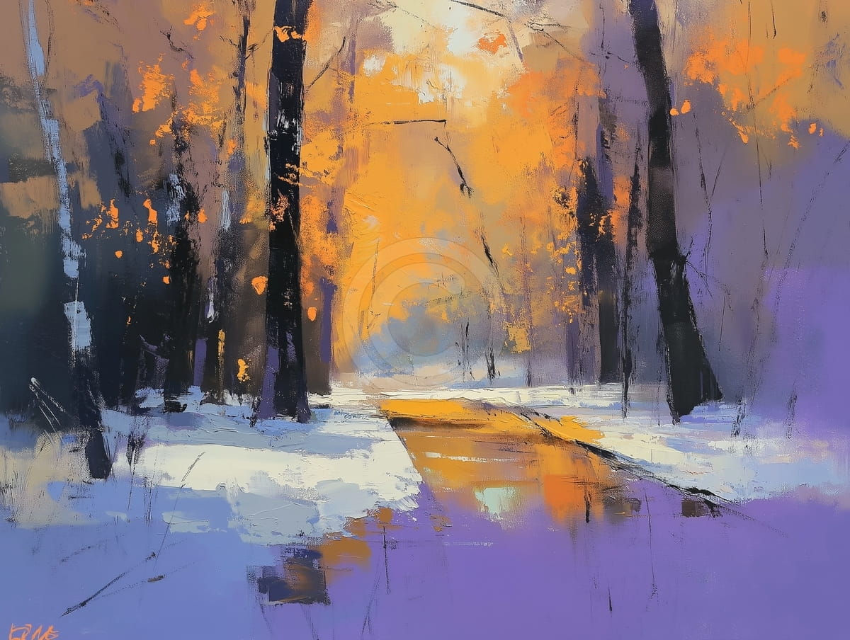 Lueur d’automne dans la forêt enneigée