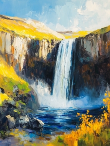 Cascade de Montagne en Automne