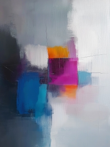 Astratto con blocchi rosa, blu e arancione