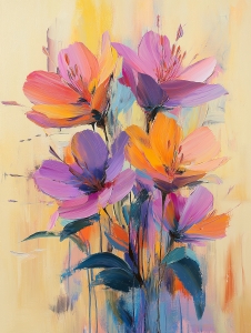 Leuchtende Wildblumen auf gelbem Hintergrund