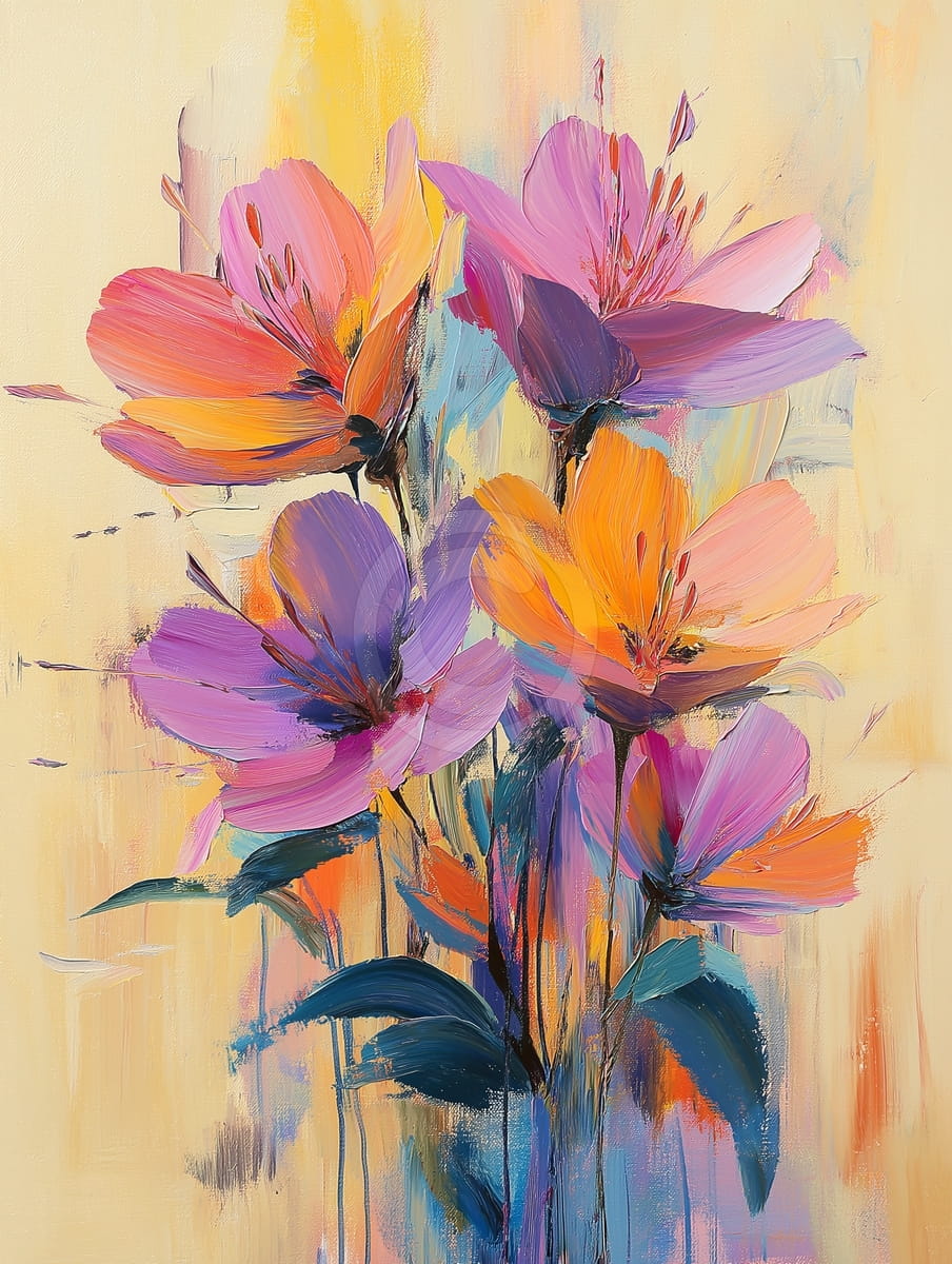 Fleurs sauvages éclatantes sur fond jaune