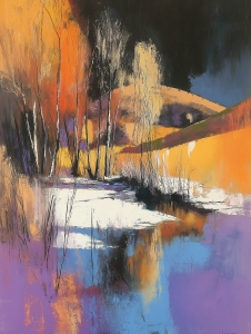 Herbstb&auml;ume an einem spiegelnden Bach