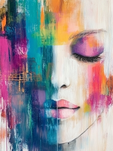 Rostro de mujer con ojos cerrados