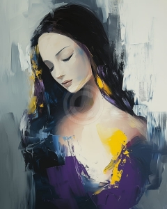 Femme aux yeux ferm&eacute;s dans des couleurs abstraites